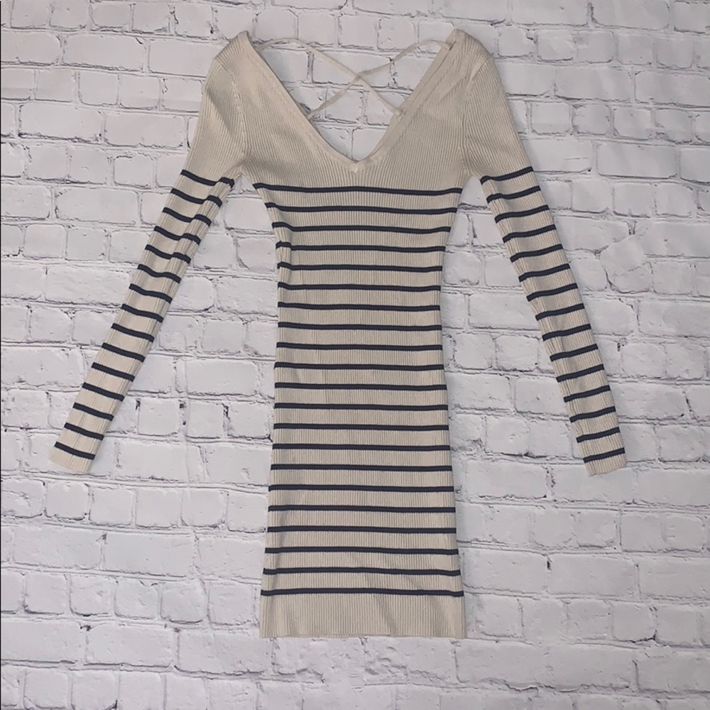 STRIPED BODYCON SWEATER DRESS
